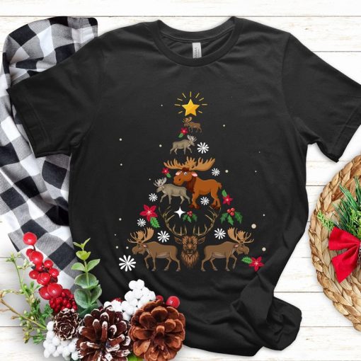 Funny Moose christmas tree shirt,Moose Christmas tshirt