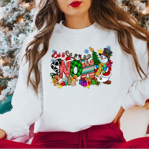 Comfort Colors® Let It Snow Christmas Sweatshirt, Cute Christmas Sweatshirt