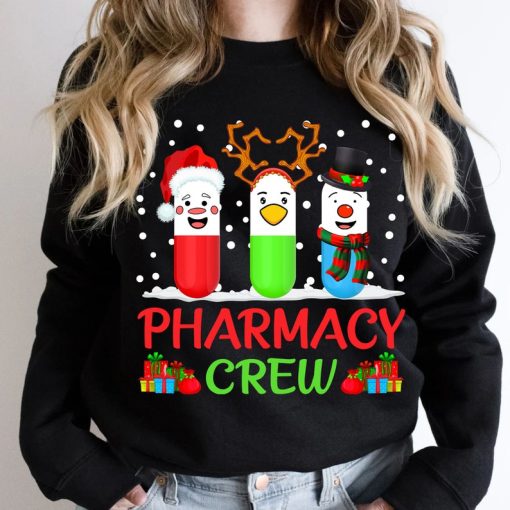 Pharmacy Crew Christmas Pills Snowman Reindeer Santa Claus Sweatshirt