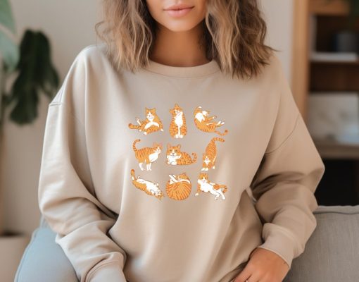 Cute Orange Cat Shirt, Orange Cat Sweatshirt, Orange Cat Mom Sweatshirt