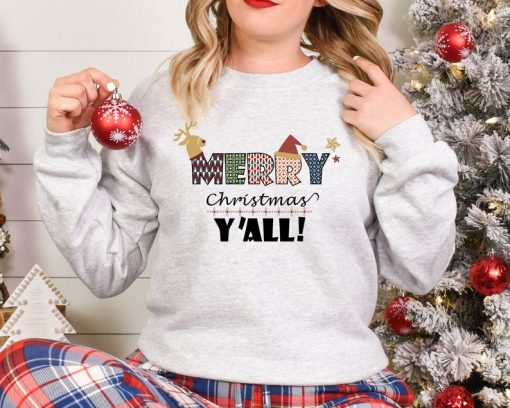 Merry Christmas Yall Sweatshirt, Funny Christmas Tee