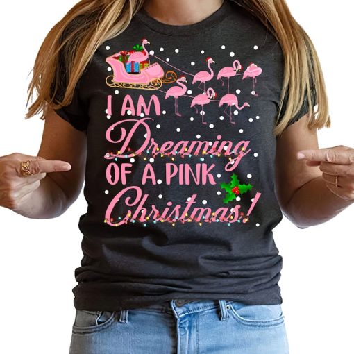 I'm Dreaming of a Pink Christmas Flamingo Pajamas for Girls T-Shirt