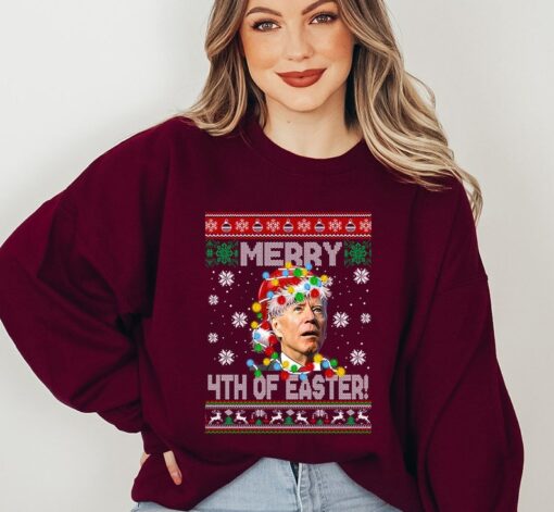 Happy Easter Funny Confused Joe Biden Ugly Christmas Sweater