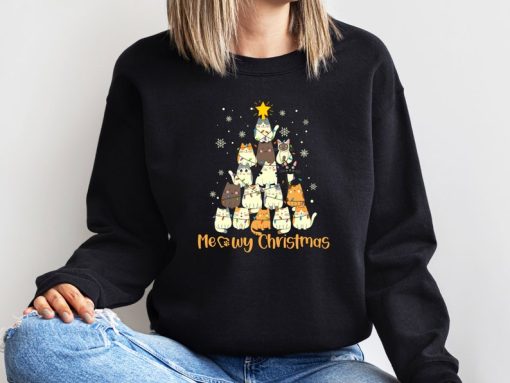 Christmas Cat Tree Sweatshirt, Christmas Cats SweatshirtChristmas Cat Tree Sweatshirt, Christmas Cats Sweatshirt