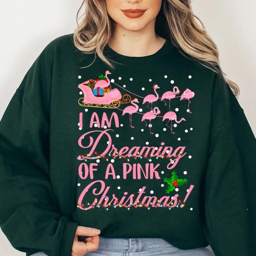 I'm Dreaming of a Pink Christmas Flamingo Pajamas for Girls Sweatshirt