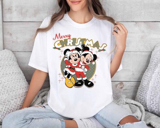 Mickey's Merry Christmas Sweatshirt, Disney Santa Mickey And Minnie Xmas Tee