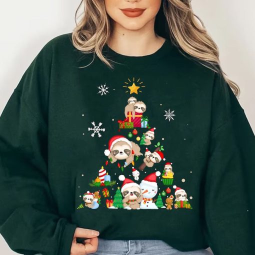 Funny Sloth Christmas Tree Sweatshirt, Merry Slothmas Sweatshirt