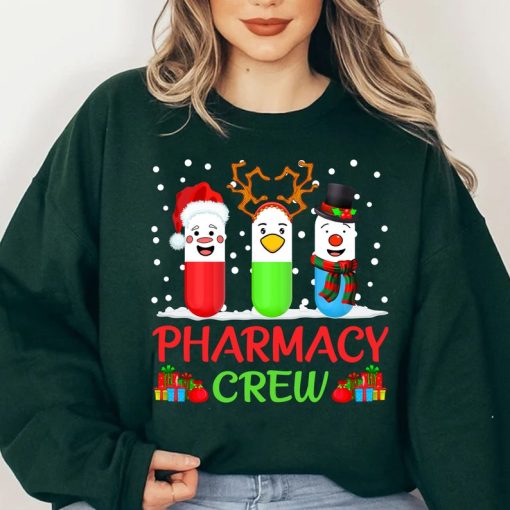 Pharmacy Crew Christmas Pills Snowman Reindeer Santa Claus Sweatshirt