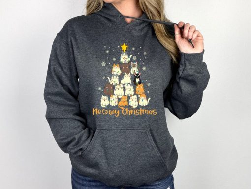 Christmas Cat Tree Hoodies, Christmas Cats Hoodies