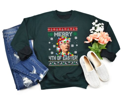 Funny Biden Christmas Sweatshirt, Merry 4th Of Easter Sweatshirt