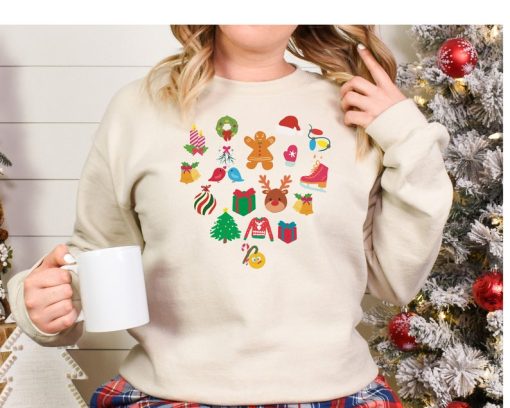 Christmas Heart Sweatshirt, Christmas Women Sweatshirt