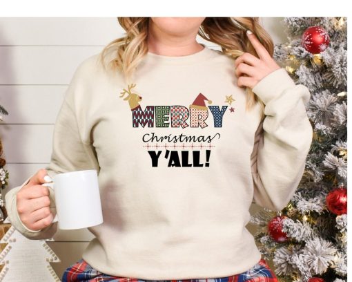 Merry Christmas Yall Sweatshirt, Funny Christmas Tee