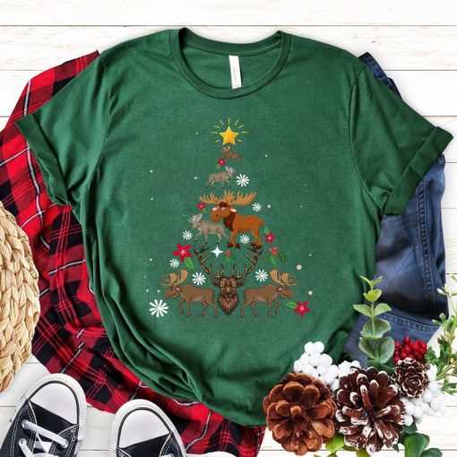 Funny Moose christmas tree shirt,Moose Christmas tshirt