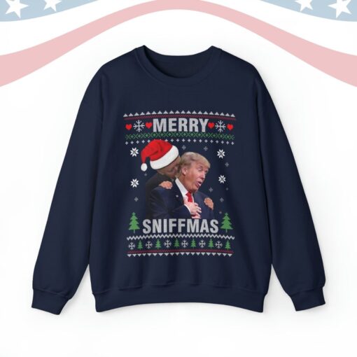 Funny Joe Biden Sniffing Trump Ugly Christmas Sweater