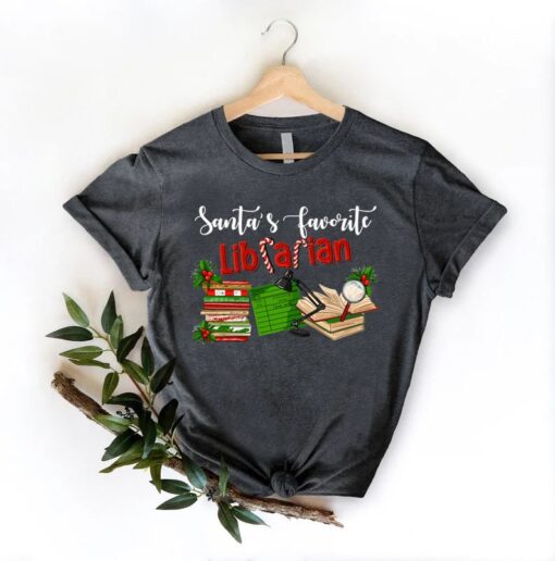 Santa's Favorite Librarian Shirt,Christmas Librarian Tee