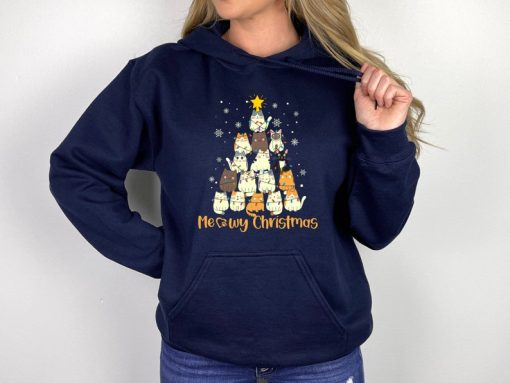 Christmas Cat Tree Hoodies, Christmas Cats Hoodies