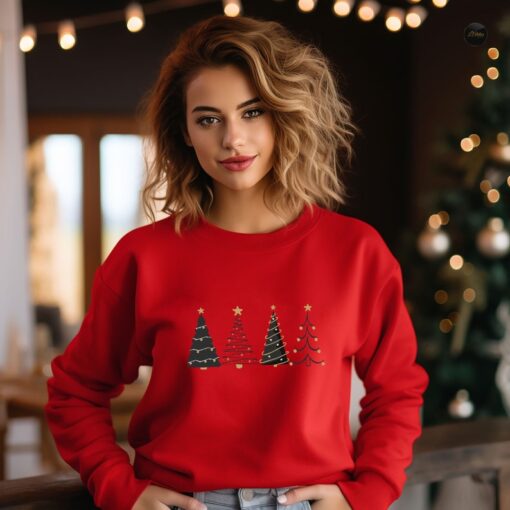 Christmas Tree Sweatshirt, Christmas Shirts for Women, Christmas Crewnec