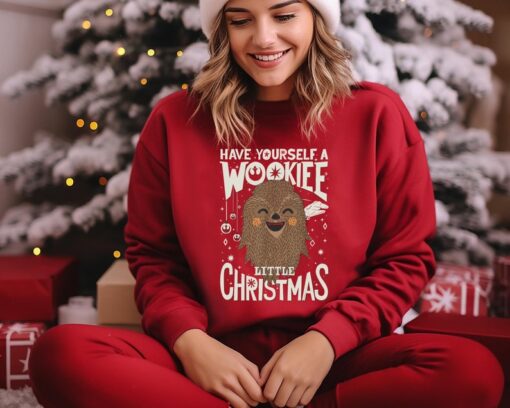 Wookiee Little Christmas Sketched Sweatshirt, Star Wars Christmas Sweatshirt