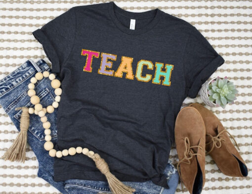 Gold Trim Teach Shirt, Teaching Shirts, Teacher Shirt