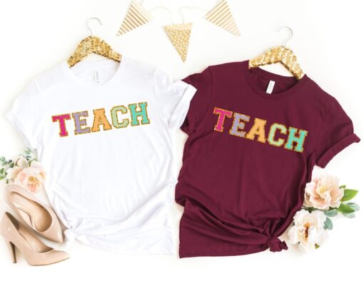 Gold Trim Teach Shirt, Teaching Shirts, Teacher Shirt