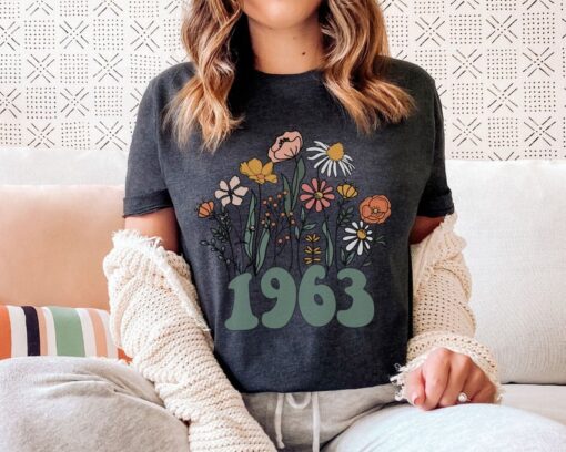 Wildflowers 1963 Birth Year Number Shirt for Women