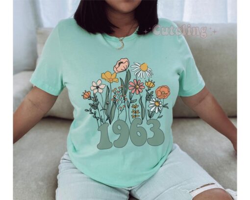 Wildflowers 1963 Birth Year Number Shirt for Women