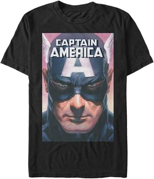 Marvel Big & Tall Classic Captain America Men's Tops Short Sleeve Tee Shirt, Black, 3X-Large