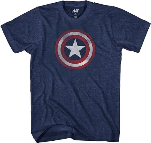 Marvel Captain America Distressed Shield Logo Mens T-Shirt