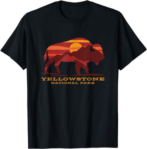 Yellowstone National Park Wyoming Buffalo Bison Sunset T-Shirt