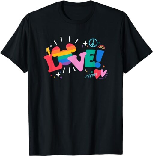 Disney Mickey Mouse Icon Pride Love Rainbow Doodles T-Shirt