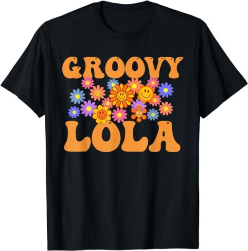 Retro Groovy Lola Hippie Grandma Family Matching Mothers Day T-Shirt