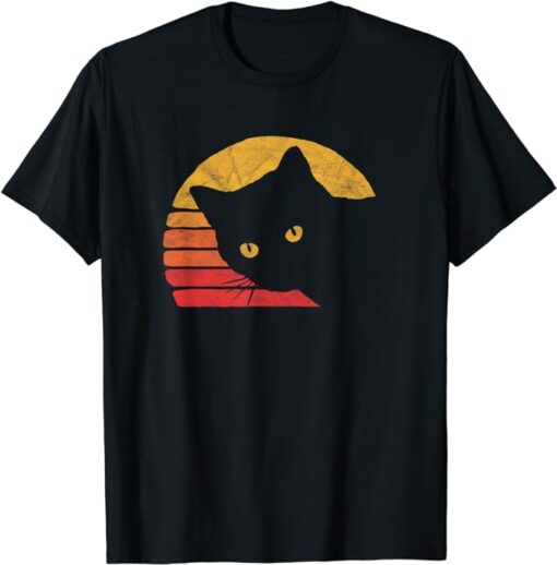 Vintage Eighties Style Cat Retro Distressed Design T-Shirt