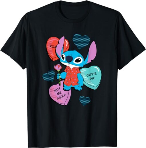 Disney Stitch Funny Candy Hearts Valentine's Day T-Shirt