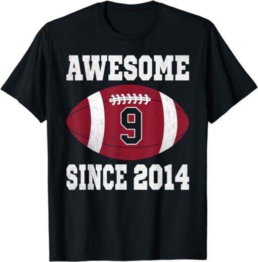 9th Birthday Football Player 9 Years Old Vintage Sports T-Shirt