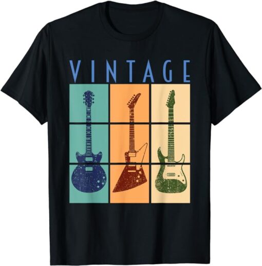 Retro Vintage Guitars Cool Classic Guitars Art Design Tee T-Shirt