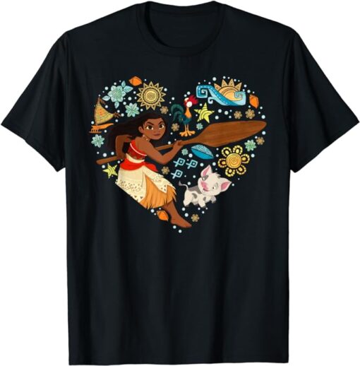 Disney Princess Moana Hei Hei Pua Collage Heart T-Shirt