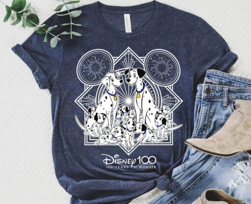 Disney 101 Dalmatians Group T-shirt, Disney 100 Years Of Wonder Shirt, Disneyland 100th Anniversary Tee