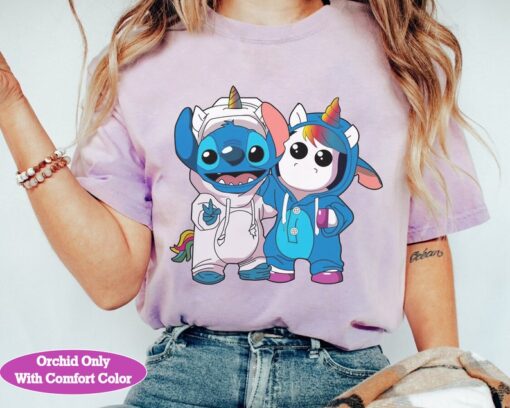 Disney Costume Stitch And Unicorn Cute Friends Halloween Costume Shirt, Disneyland Vacation Unisex