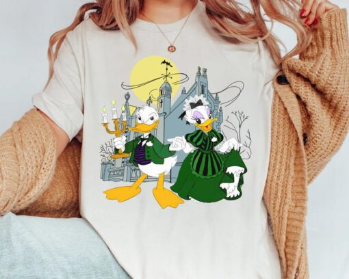 Disney The Haunted Mansion Donald And Daisy Cosplay Mansion Butler Ghost Host Shirt