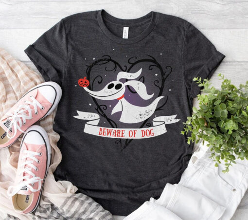 Disney The Nightmare Before Christmas Zero Beware Of Dog Halloween Tee, Zero Halloween Shirt