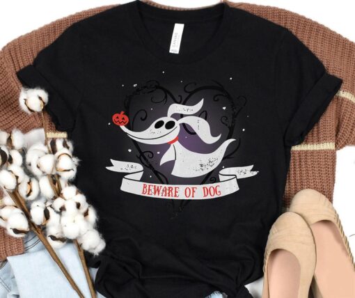 Disney The Nightmare Before Christmas Zero Beware Of Dog Halloween Tee, Zero Halloween Shirt