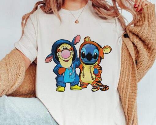 Disney Winnie The Pooh Cosplay Stitch And Tigger Cute Friends Halloween Costume Shirt, Unisex Comfort Colors® Tshirt