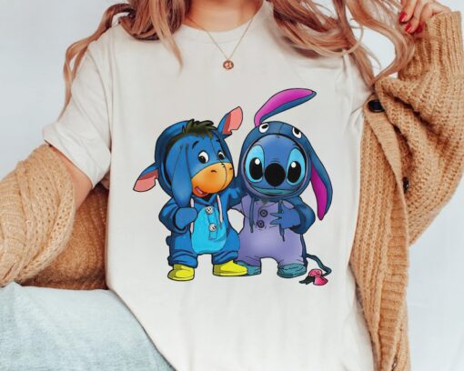 Eeyore And Stitch Cute Friends Vintage Cosplay Halloween Shirt, Disney Parks Tee