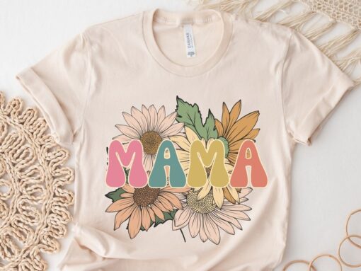 Groovy Retro Flower Mama T-shirt, Mama Shirt, Perfect Mother's Day Tshirt