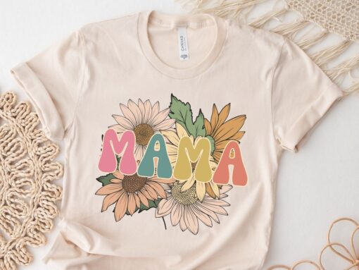 Groovy Retro Flower Mama T-shirt, Mama Shirt, Perfect Mother's Day Tshirt