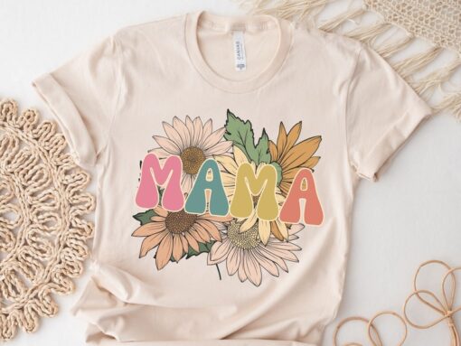 Groovy Retro Flower Mama T-shirt, Mama Shirt, Perfect Mother's Day Tshirt