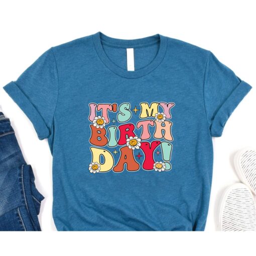 My Birthday Retro Groovy Birthday Women Teens Girls T-Shirt