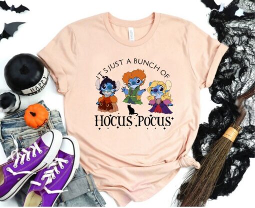 Stitch Halloween Shirt, It's Just A Bunch Of Hocus Pocus Shirt, Horror Stitch Shirt, Halloween Party Shirt