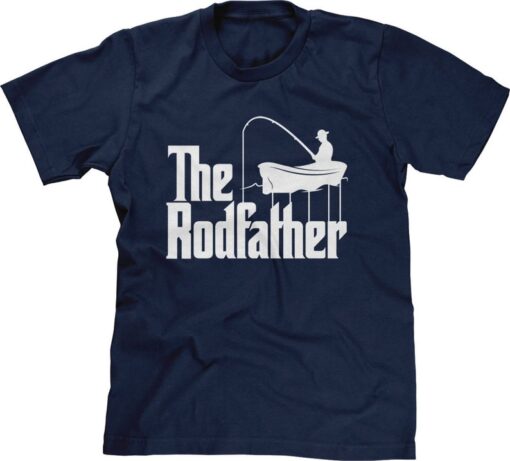 Fishing Parody (The Rodfather) Mens Short Sleeve -Fathers Day Daddy Boyfriend Fishing Boat Relaxing Drinks Lake Ocean