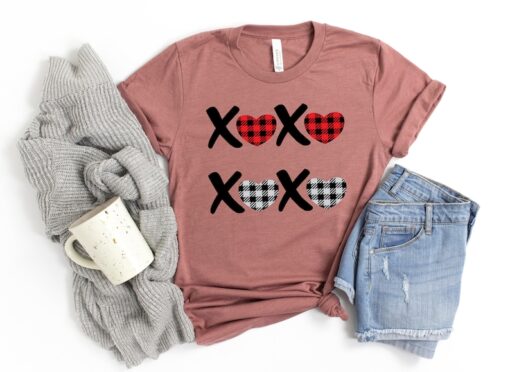 XOXO Shirt,Buffalo Plaid Valentines Day Shirts For Woman,Heart Shirt,Cute Valentine Shirt,Cute Valentine Tee,Valentines Day Gift